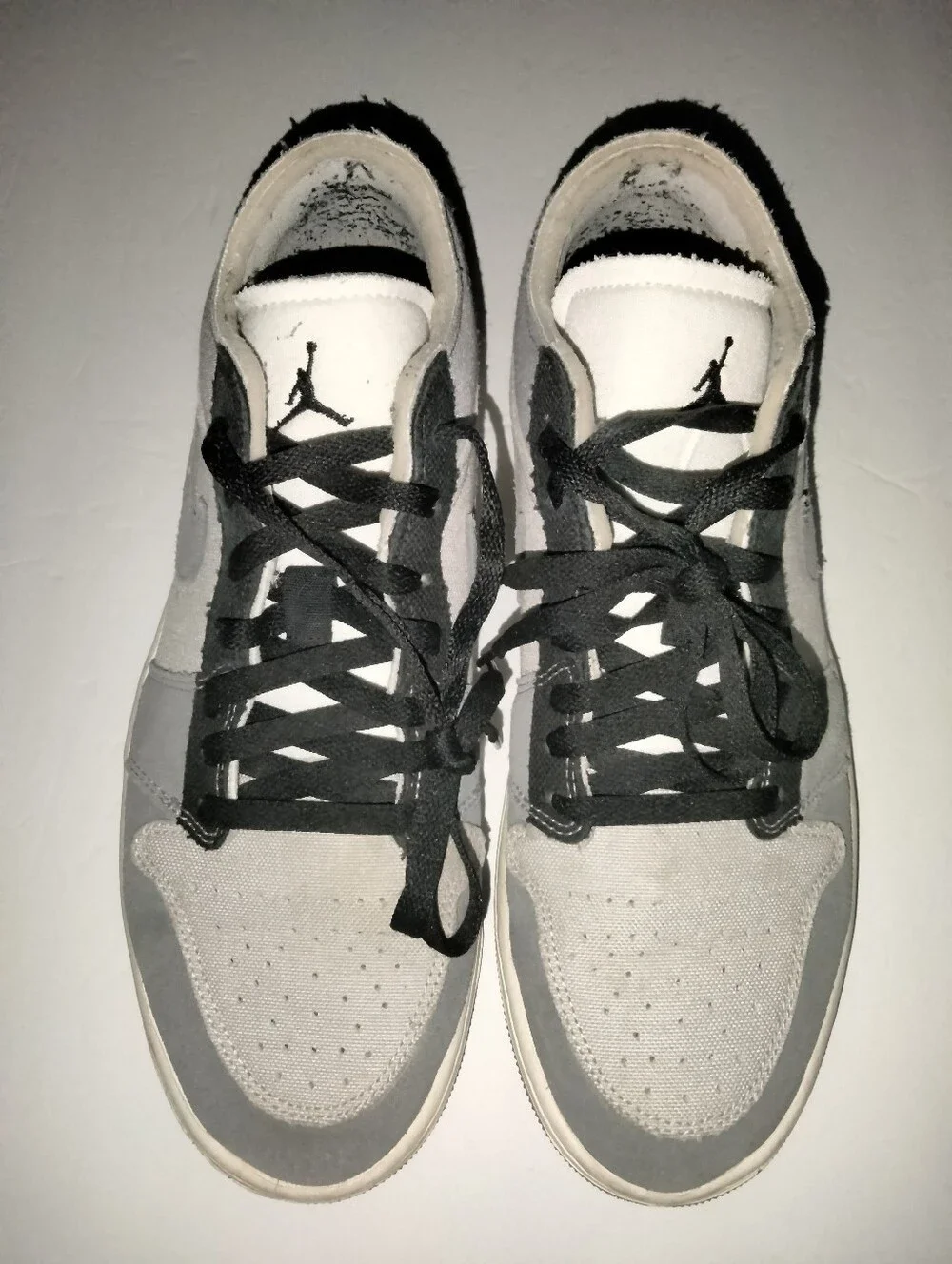 Nike (Sz 10.5) Men's Jordan One Low DZ4135-002 Sneakers in Gray, Black and White